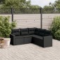 vidaXL Set de muebles de jardín 5 pzas y cojines ratán sintético negro vidaXL Set de muebles de jardín 5 pzas y cojines ratán sintético negro
