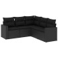 vidaXL Set de muebles de jardín 5 pzas y cojines ratán sintético negro vidaXL Set de muebles de jardín 5 pzas y cojines ratán sintético negro
