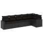 vidaXL Set de sofás de jardín 6 piezas y cojines ratán sintético negro vidaXL Set de sofás de jardín 6 piezas y cojines ratán sintético negro