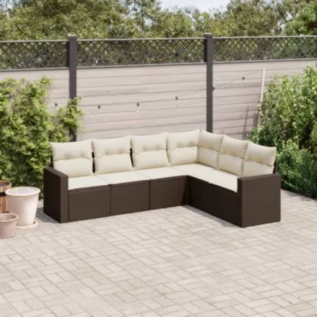 vidaXL Set sofás de jardín 6 piezas y cojines ratán sintético marrón