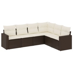 vidaXL Set sofás de jardín 6 piezas y cojines ratán sintético marrón