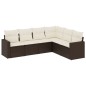 vidaXL Set sofás de jardín 6 piezas y cojines ratán sintético marrón vidaXL Set sofás de jardín 6 piezas y cojines ratán sintético marrón