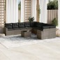 vidaXL Set de sofás de jardín 11 pzas y cojines ratán sintético gris vidaXL Set de sofás de jardín 11 pzas y cojines ratán sintético gris