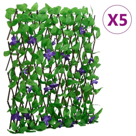 vidaXL Enrejado expansible hiedra artificial verde 5 uds 180x70 cm