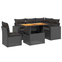 vidaXL Set de sofás de jardín 6 piezas y cojines ratán sintético negro