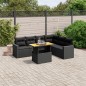 vidaXL Set de comedor de jardín 7 pzas y cojines ratán sintético negro vidaXL Set de comedor de jardín 7 pzas y cojines ratán sintético negro