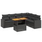 vidaXL Set de comedor de jardín 7 pzas y cojines ratán sintético negro vidaXL Set de comedor de jardín 7 pzas y cojines ratán sintético negro