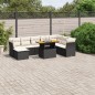vidaXL Set de sofás de jardín 8 piezas y cojines ratán sintético negro vidaXL Set de sofás de jardín 8 piezas y cojines ratán sintético negro