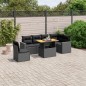 vidaXL Set de comedor de jardín 7 pzas y cojines ratán sintético negro vidaXL Set de comedor de jardín 7 pzas y cojines ratán sintético negro