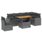 vidaXL Set de comedor de jardín 7 pzas y cojines ratán sintético negro vidaXL Set de comedor de jardín 7 pzas y cojines ratán sintético negro