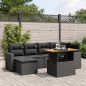 vidaXL Set de comedor de jardín 7 pzas y cojines ratán sintético negro vidaXL Set de comedor de jardín 7 pzas y cojines ratán sintético negro