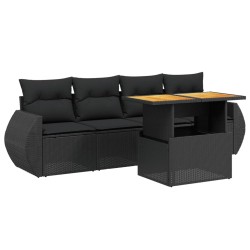 vidaXL Set de muebles de jardín 5 pzas y cojines ratán sintético negro