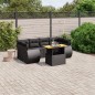 vidaXL Set de comedor de jardín 7 pzas y cojines ratán sintético negro vidaXL Set de comedor de jardín 7 pzas y cojines ratán sintético negro