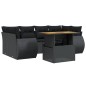 vidaXL Set de comedor de jardín 7 pzas y cojines ratán sintético negro vidaXL Set de comedor de jardín 7 pzas y cojines ratán sintético negro