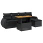 vidaXL Set de sofás de jardín 6 piezas y cojines ratán sintético negro vidaXL Set de sofás de jardín 6 piezas y cojines ratán sintético negro