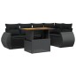 vidaXL Set de sofás de jardín 6 piezas y cojines ratán sintético negro vidaXL Set de sofás de jardín 6 piezas y cojines ratán sintético negro