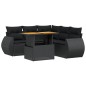 vidaXL Set de sofás de jardín 6 piezas y cojines ratán sintético negro vidaXL Set de sofás de jardín 6 piezas y cojines ratán sintético negro