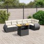 vidaXL Set de comedor de jardín 7 pzas y cojines ratán sintético negro vidaXL Set de comedor de jardín 7 pzas y cojines ratán sintético negro