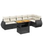 vidaXL Set de comedor de jardín 7 pzas y cojines ratán sintético negro vidaXL Set de comedor de jardín 7 pzas y cojines ratán sintético negro