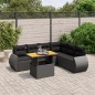 vidaXL Set de comedor de jardín 7 pzas y cojines ratán sintético negro vidaXL Set de comedor de jardín 7 pzas y cojines ratán sintético negro