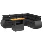vidaXL Set de comedor de jardín 7 pzas y cojines ratán sintético negro vidaXL Set de comedor de jardín 7 pzas y cojines ratán sintético negro