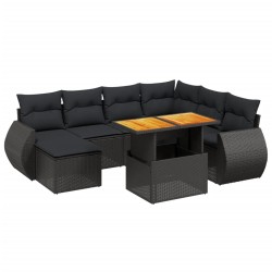 vidaXL Set de sofás de jardín 8 piezas y cojines ratán sintético negro