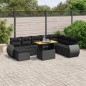 vidaXL Set de sofás de jardín 8 piezas y cojines ratán sintético negro vidaXL Set de sofás de jardín 8 piezas y cojines ratán sintético negro