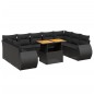 vidaXL Set de sofás de jardín 10 pzas cojines ratán sintético negro vidaXL Set de sofás de jardín 10 pzas cojines ratán sintético negro