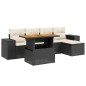 vidaXL Set de sofás de jardín 6 piezas y cojines ratán sintético negro vidaXL Set de sofás de jardín 6 piezas y cojines ratán sintético negro