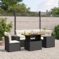 vidaXL Set de sofás de jardín 6 piezas y cojines ratán sintético negro vidaXL Set de sofás de jardín 6 piezas y cojines ratán sintético negro