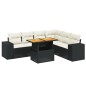 vidaXL Set de comedor de jardín 7 pzas y cojines ratán sintético negro vidaXL Set de comedor de jardín 7 pzas y cojines ratán sintético negro