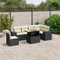 vidaXL Set de comedor de jardín 7 pzas y cojines ratán sintético negro vidaXL Set de comedor de jardín 7 pzas y cojines ratán sintético negro