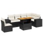 vidaXL Set de comedor de jardín 7 pzas y cojines ratán sintético negro vidaXL Set de comedor de jardín 7 pzas y cojines ratán sintético negro