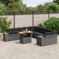 vidaXL Set de sofás de jardín 11 pzas y cojines ratán sintético negro