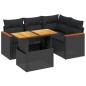 vidaXL Set de muebles de jardín 5 pzas y cojines ratán sintético negro vidaXL Set de muebles de jardín 5 pzas y cojines ratán sintético negro