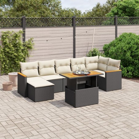vidaXL Set de sofás de jardín 8 piezas y cojines ratán sintético negro