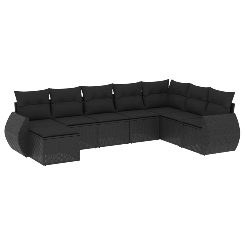 vidaXL Set de sofás de jardín 8 piezas y cojines ratán sintético negro vidaXL Set de sofás de jardín 8 piezas y cojines ratán sintético negro