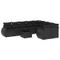 vidaXL Set de sofás de jardín 10 pzas cojines ratán sintético negro vidaXL Set de sofás de jardín 10 pzas cojines ratán sintético negro