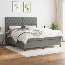 vidaXL Cama box spring con colchón tela gris oscuro 160x200 cm