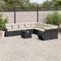 vidaXL Set de sofás de jardín 11 pzas y cojines ratán sintético negro