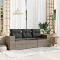 vidaXL Set de sofá de jardín 3 pzas y cojines ratán sintético gris vidaXL Set de sofá de jardín 3 pzas y cojines ratán sintético gris