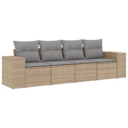vidaXL Juego de sofás jardín con cojines 4 pzas ratán sintético beige