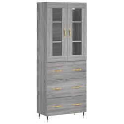 vidaXL Aparador alto madera contrachapada gris sonoma 69,5x34x180 cm