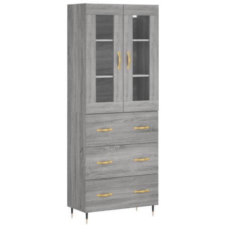 vidaXL Aparador alto madera contrachapada gris sonoma 69,5x34x180 cm