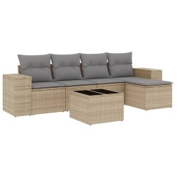 vidaXL Juego de sofás jardín con cojines 6 pzas ratán sintético beige