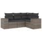 vidaXL Set de sofás de jardín 4 pzas y cojines ratán sintético gris vidaXL Set de sofás de jardín 4 pzas y cojines ratán sintético gris