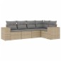 vidaXL Juego de sofás jardín con cojines 5 pzas ratán sintético beige vidaXL Juego de sofás jardín con cojines 5 pzas ratán sintético beige