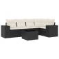 vidaXL Set de sofás de jardín 6 piezas y cojines ratán sintético negro vidaXL Set de sofás de jardín 6 piezas y cojines ratán sintético negro