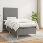 vidaXL Cama box spring con colchón tela gris oscuro 100x200 cm