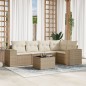 vidaXL Juego de sofás jardín con cojines 6 pzas ratán sintético beige vidaXL Juego de sofás jardín con cojines 6 pzas ratán sintético beige
